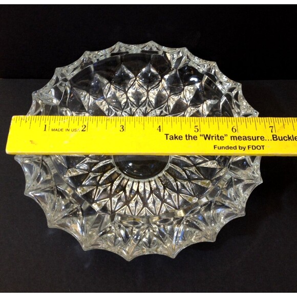 Vintage Clear Crystal Cut Glass 7" Round Heavy Cigar Cigarette Ashtray - Picture 5 of 8